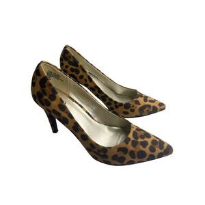 A.N.A. Leopard Print Pointed-Toe Heels Size 6.5M Womens Fabric & Man-Made Materi